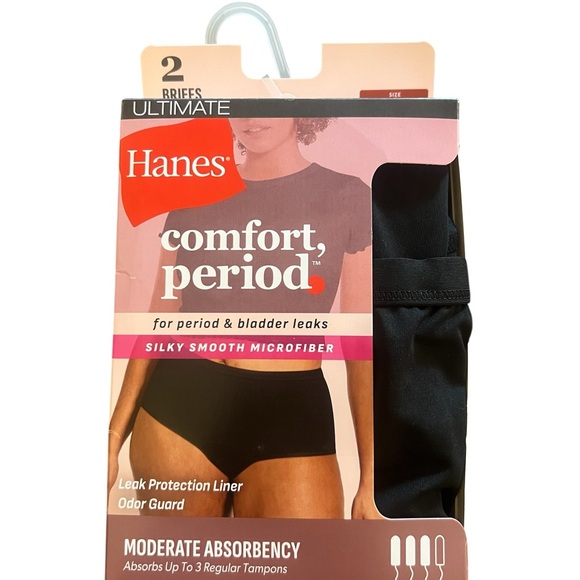 Other - NEW! Hanes Comfort Period.Women's 2-Pack Moderate Absorbency Period Brief medium
